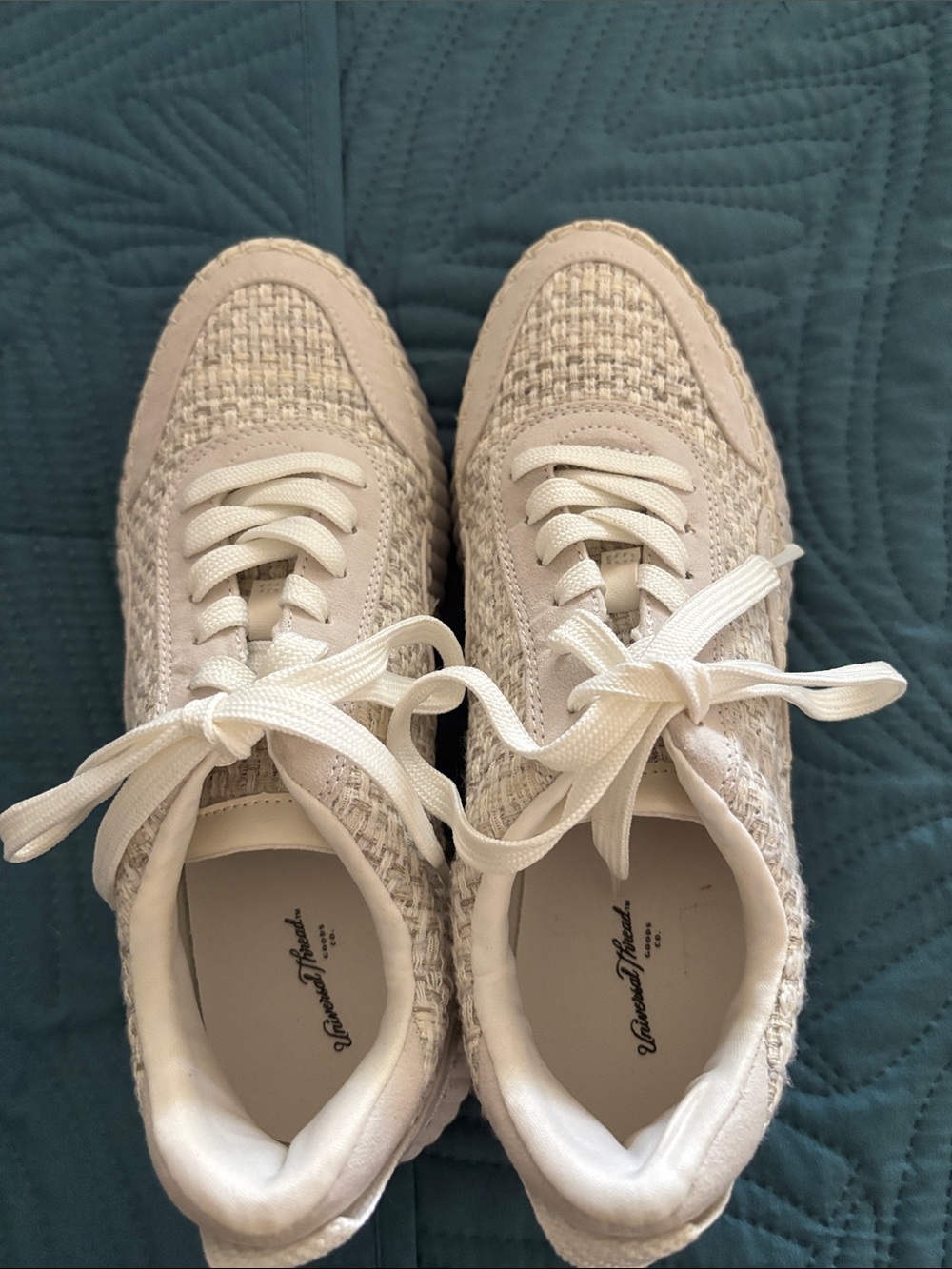 Universal Thread Cream Knit Lace-Up Women's Sneaker